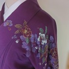 Furisode Kimono For Coming Of Age   Ceremonies  Silk  Purple With Peony  Used