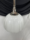Rewired Pair Antique Vtg Pendant Lights Art Deco Victorian White Glass Nickel