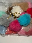 Bundle Of Faux Fur Pom Pom Keyrings     Multicolour Fluffy Bag Charms   Keychains