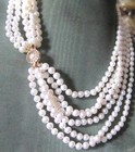 Fabulous Vintage 14kt   Real Cultured Pearl 6 Strand Statement Necklace