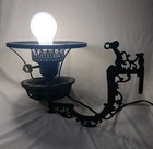Antique Cast Iron Oil Lamp Wall Mount Swing Arm Holder Sconce Wired Works