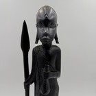 Vintage Hand Carved Wooden African Iron Wood Sculpture Warrior Spear Woman 14   