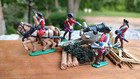 Vtg Lot - Artillery Crew  Painted Lead British Soldiers  Cannon Kit  Horses Etc