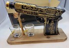 Glass Hand Painted Pistol Wine Whiskey Gun Decanter   Pistol Bullet Shot Glasses