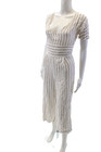 Sancia Womens Striped Long Sleeve V-neck Short Sleeve Jumpsuit White Size Xs