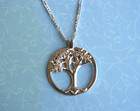 Sterling Silver Tree Of Life Pendant Necklace 18  Chain 1  Diameter Oak Leaf