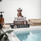 4 Pcs Bathroom Decor  Rustic Hello Sweet Cheeks Wooden Signs With Highland Cow