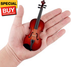 Wooden Miniature Violin With Stand  Bow And Case Mini Musical Instrument Violin
