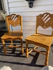 Nice Solid  Mcm Vintage Wooden Kitchenette Working Folding Table W 2 Wood Chairs