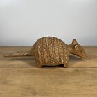 Vintage Antique Wooden Carved Hand Painted Armadillo