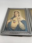 Vintage Sacred Heart Jesus Virgin Mary Framed Prints Catholic Religious Art