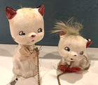 3 Vintage Kitty Cats Ceramic Figurine - Hair   Whiskers - Japan   - Kitties Cat