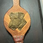 Antique Fireplace Bellows Wood Leather Brass Vintage Terrier Dog Grannycore