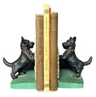 Antique 1930 s Hubley Cast Iron Bookends Pair Black Scottie Dog Scottish Scotty