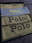 Polo Ralph Lauren Men   s Big Pony 2 Piece Hat And Scarf Set Gray navy Nwt