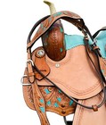 Kids youth adult Western Horse Barrel Saddle Leather Tack Set 8  - 18  Turquoise