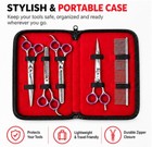 Stainless Steel Barber Shears Set Cutting   Thinning With Case Comb Purple Rings