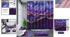 Complete Bathroom Set  Gold Edge Marble Shower Curtain  Rugs   Toilet Cover