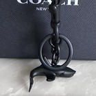 New Coach Sharky Flat Black Metal Bag Charm Key Ring Fob