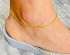 10k Solid Gold 1 8mm Singapore 9 In Anklet  10k Real Gold Anklet- Ga26