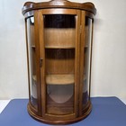 Vtg Wood Curio Cabinet Curved Glass Front 19x13    Wall Hang Table Top Collectible