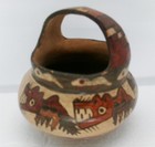 Nazca Pottery Basket Replica Peru Polychrome 3  X 3  Vessel High Handle Style
