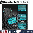 Duratech 497 Pcs Mechanics Tool Set W sae And Metric Sockets W 3 Drawer Tool Box