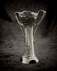 Antique Art Nouveau Silverplate Poppies Miniature Flower Vase Silver Shabby Chic