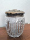 Antique Art Nouveau Dresser Jar American Brilliant Period Cut Glass Repousse Lid