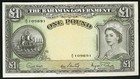 1953 Nd The Bahamas Government One Pound Banknote Pick 15d Queen Elizabeth