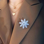 Luxury Shiny Rhinestone Snowflake Brooch High-end Lapel Pin Men Women Gift New
