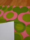 Awesome Rare Vintage Mid Century Retro 70s Hot Pink Green Circle Hearts Fabric 