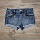 No Boundaries Women   s Denim Shorts Size 00   Blue Mid Rise Studded 5-pock00