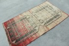 3x5 4 Ft Vintage Rug  Turkish Accent Rug  Red Black Solid Wool Rug