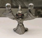 Vintage Spoontiques Pewter Wizard Figurine Cmr588 Red Eyes Dual Crystal Balls