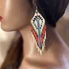 Handmade Native American Style Beaded Tassel Fashion  Earrings Long