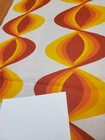 Awesome Rare Vintage Mid Century Retro 70s Yel Org Rusty Red Twist Drops Fabric 