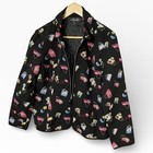 Vintage Black Pink Quilted Handbag Print Jacket Women M Whimsical Maximalist 90s