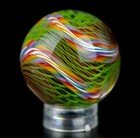 Bryan Trillas Glass Marble filigree 14 Cane Pattern uv green Rainbow 1 0-1 1in