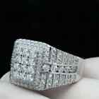 925 Sterling Silver 2ct Round Cut Natural Moissanite Cluster Men s Wedding Ring