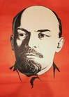 Lenin  A Huge Old Poster  Soviet Poster  Original Vintage  Large  Red Lenin         
