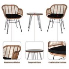 Patio Bistro Set 3 Pcs Outdoor Wicker Chair Table Patio Rattan Furniture Wicker