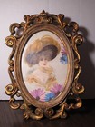 Gorgeous Antique Victorian Gold Gilt Wood Frame  Oval  Ornate  Pretty Lady