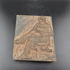 Antique Carved Wood Stamp Printers Ink Block Crossed Leg Person Handmade
