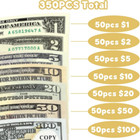 350 Pcs Prop Fake Toys Money Bank Games Cash Paper Different Dollar Bills   Us