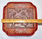 Antique Rare Chinese Papier Mache 19th C Carved And Lacquered Brides Box