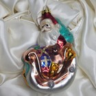 Vtg Hand Blown Mercury Glass Santa Sleigh Christmas Ornament Hand Painted