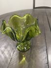 Viking Green Swung Glass Handkerchief Vase 5 75    X 6    Pedestal 6 Petal