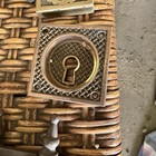 Antique Victorian Pocket Door Recess Pull Escutcheon Basketweave Brass Pat 1887