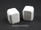 Short Little White Ceramic Vintage Salt   Pepper Shaker Set   